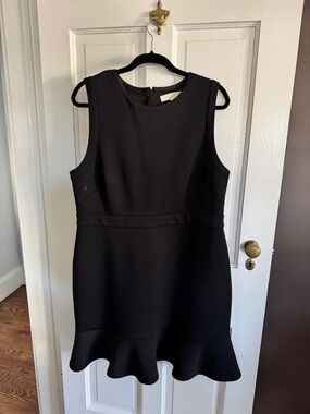 LOFT Black Sleeveless Ruffle-Hem Mini Dress